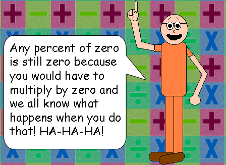 Any percent of zero is still zero because you would have to multiply by zero! (You know what the product will be!)
